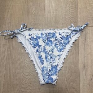 Hollister Floral Smocked Lettuce Edge Cheeky Bikini Bottom